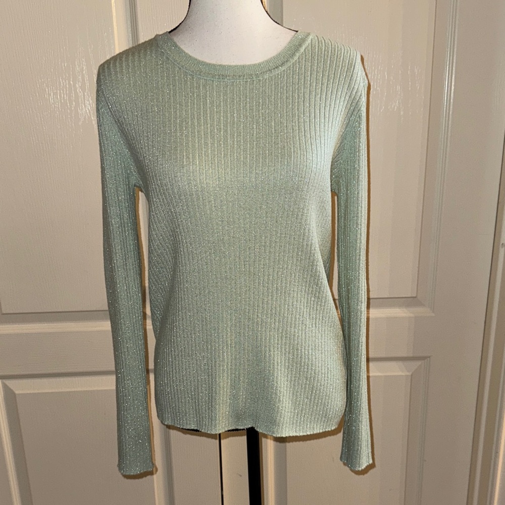 NINE WEST Mint Green Ribbed Sweater - Size XL